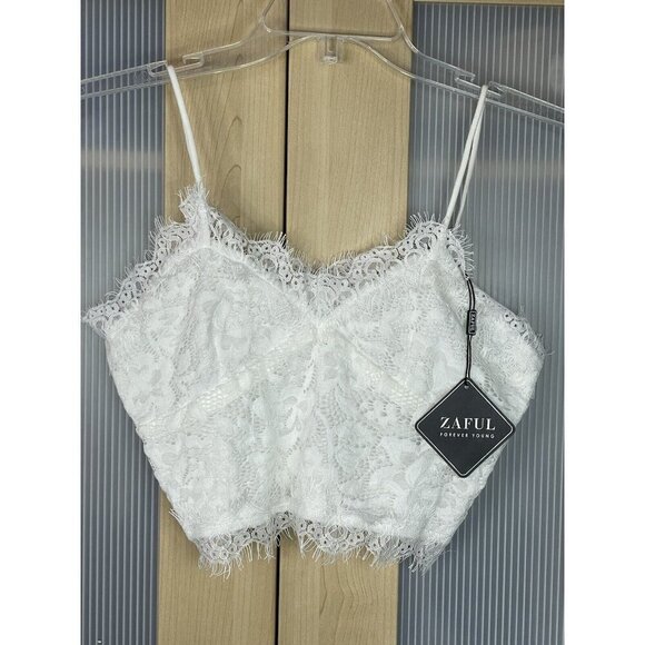 Tops - Summer white lace Cropped Top Sz. S spaghetti strap Party Festival